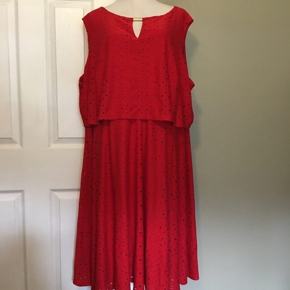 Alfani Red Tiered Pleated Midi Dress for Cocktail Sz 26-28 - Picture 1 of 10